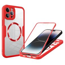 Per iPhone 14 Pro Custodia per telefono MagSafe con texture CD (rosso)