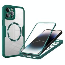 Per iPhone 14 Pro Max Custodia per telefono MagSafe con texture CD (verde)