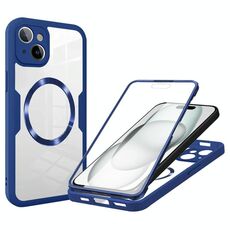 Per iPhone 15 Custodia per telefono MagSafe con texture CD (blu)