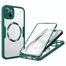 Per iPhone 15 Custodia per telefono MagSafe con texture CD (verde)