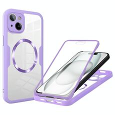 Per iPhone 15 Custodia per telefono MagSafe con texture CD (viola)