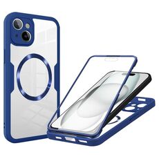 Per iPhone 15 Plus Custodia per telefono MagSafe con texture CD (blu)