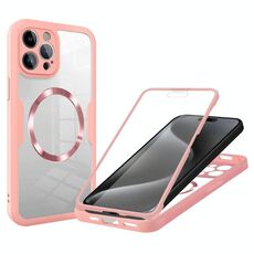 Per iPhone 15 Pro CD Texture MagSafe Custodia per telefono (rosa)
