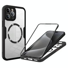 Per iPhone 15 Pro Max Custodia per telefono MagSafe con texture CD (nero)
