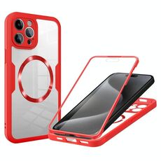 Per iPhone 15 Pro Max Custodia per telefono MagSafe con texture CD (rosso)