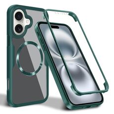 Per iPhone 16 Plus Custodia per telefono MagSafe con texture CD (verde)