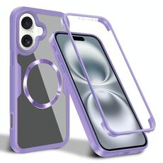 Per iPhone 16 Plus Custodia per telefono MagSafe con texture CD (viola)
