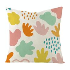 Cuscino per divano stampato con blocchi colorati con stampa centrale su richiesta, dimensioni: 60x60 cm (lino bianco)