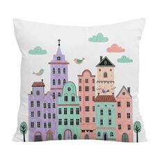 Cuscino per divano con stampa a forma di castello con stampa centrale su richiesta, dimensioni: 45x45 cm (velluto di cristallo)