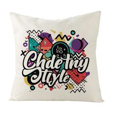 Cuscino per divano stampato con graffiti e stampa centrale su richiesta, dimensioni: 45x45 cm (lino bianco)