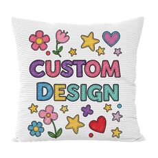 Cuscino per divano stampato con disegno di bambino con stampa centrale su richiesta, dimensioni: 35x35 cm (velluto granulare Twill)