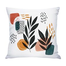 Cuscino per divano stampato con foglie astratte con stampa centrale su richiesta, dimensioni: 45x45 cm (raso lucido)
