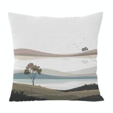 Federa per cuscino da divano con stampa di paesaggio, senza stampa centrale su richiesta, dimensioni: 35x35 cm (velluto granulare Twill)