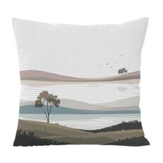 Federa per cuscino da divano con stampa di paesaggio, senza stampa centrale su richiesta, dimensioni: 60x60 cm (velluto granulare Twill)