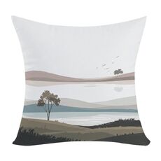 Federa per cuscino da divano con stampa di paesaggio, senza stampa centrale su richiesta, dimensioni: 60x60 cm (elasticità bidirezionale)