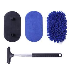 Spazzola retrattile per la pulizia del parabrezza, lavaggio e disappannamento, kit di lavaggio auto 3 in 1 (blu)