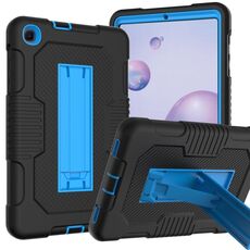 Per Samsung Galaxy A 8.4 T307 Custodia per tablet PC ibrida in silicone robot B2 a contrasto di colore con supporto (nero blu)