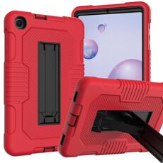Per Samsung Galaxy A 8.4 T307 Custodia per tablet PC ibrida in silicone robot B2 a contrasto di colore con supporto (rosso nero)