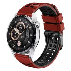 Per Huawei Watch4/4 Pro / Watch3 / 3 Pro Cinturino in silicone bicolore con foro a doppia fila da 22 mm (rosso nero)