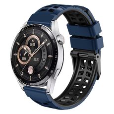 Per Huawei Watch4/4 Pro/Watch3/3 Pro Cinturino in silicone bicolore con foro a doppia fila da 22 mm (blu notte nero)