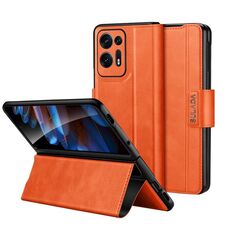 Per OPPO Find N2 SULADA Custodia per telefono in pelle a scatto magnetico all-inclusive (arancione)