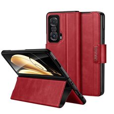 Per Honor Magic V SULADA All-inclusive Custodia per telefono in pelle con chiusura magnetica a scatto (rosso)