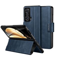 Per Honor Magic V SULADA All-inclusive Custodia per telefono in pelle con chiusura magnetica a scatto (blu)