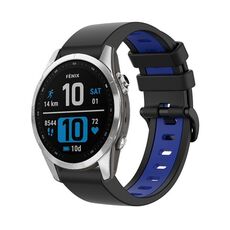 Per Garmin Instinct 2X Solar Sports cinturino in silicone bicolore (nero + blu)