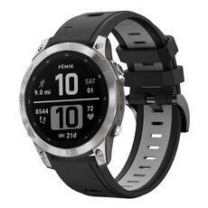 Per Garmin Instinct 2X Solar Sports cinturino in silicone bicolore (nero + grigio)