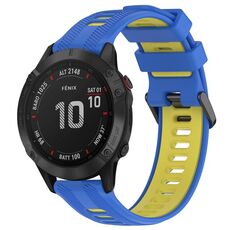 Per Garmin Fenix 6 Pro Sports cinturino in silicone bicolore (blu + giallo)