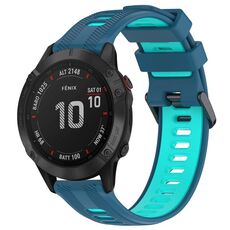 Per Garmin Fenix 6 Pro Sports cinturino in silicone bicolore (blu + verde acqua)