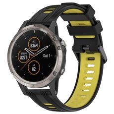 Per Garmin Fenix 5 Plus Cinturino sportivo in silicone bicolore (nero + giallo)
