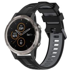 Per Garmin Fenix 5 Plus Cinturino sportivo in silicone bicolore (nero + grigio)