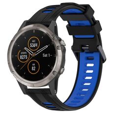 Per Garmin Fenix 5 Plus Cinturino sportivo in silicone bicolore (nero + blu)