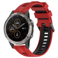 Per Garmin Fenix 5 Plus Cinturino sportivo in silicone bicolore (rosso + nero)