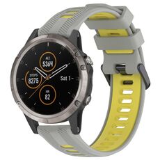 Per Garmin Fenix 5 Plus Cinturino sportivo in silicone bicolore (grigio + giallo)