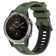 Per Garmin Fenix 5 Plus Cinturino sportivo in silicone bicolore (verde militare + nero)