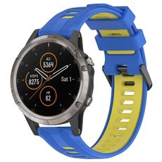 Per Garmin Fenix 5 Plus Cinturino sportivo in silicone bicolore (blu + giallo)