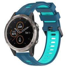 Per Garmin Fenix 5 Plus Cinturino sportivo in silicone bicolore (blu + verde acqua)