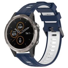 Per Garmin Fenix 5 Plus Cinturino sportivo in silicone bicolore (blu notte + bianco)