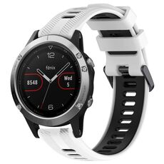 Per Garmin Fenix 5 Cinturino sportivo in silicone bicolore (bianco + nero)