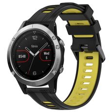 Per Garmin Fenix 5 Cinturino sportivo in silicone bicolore (nero + giallo)