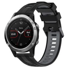 Per Garmin Fenix 5 Cinturino sportivo in silicone bicolore (nero + grigio)
