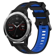 Per Garmin Fenix 5 Cinturino sportivo in silicone bicolore (nero + blu)