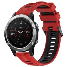 Per Garmin Fenix 5 Cinturino sportivo in silicone bicolore (rosso + nero)