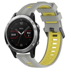 Per Garmin Fenix 5 Cinturino sportivo in silicone bicolore (grigio + giallo)