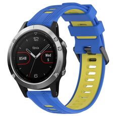 Per Garmin Fenix 5 Cinturino sportivo in silicone bicolore (blu + giallo)