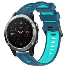 Per Garmin Fenix 5 Cinturino sportivo in silicone bicolore (blu + verde acqua)