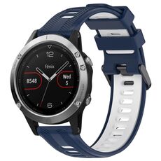 Per cinturino sportivo in silicone bicolore Garmin Fenix 5 (blu notte + bianco)