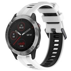 Per Garmin Fenix 6 Solar Sports cinturino in silicone bicolore (bianco + nero)